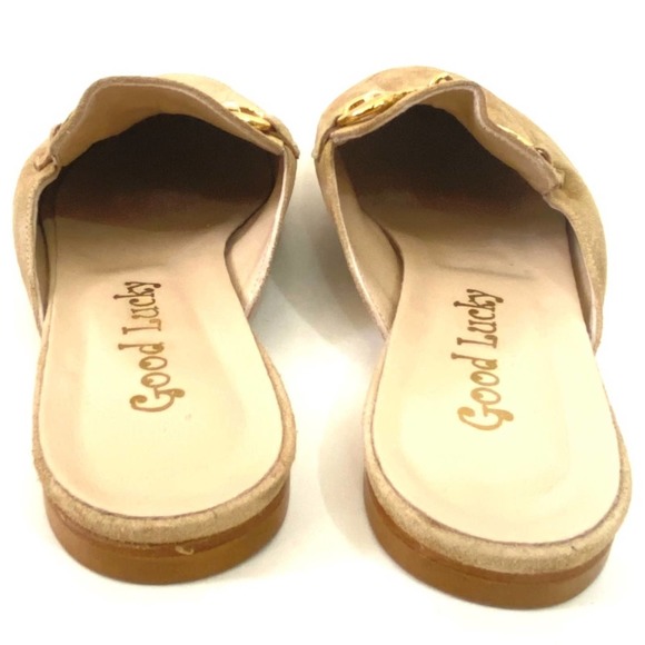 Good Lucky Suede Tan & Gold Slip on Loafers - Picture 7 of 8